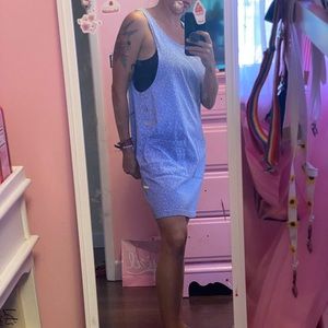 Vintage dainty floral tank coverall dress pockets